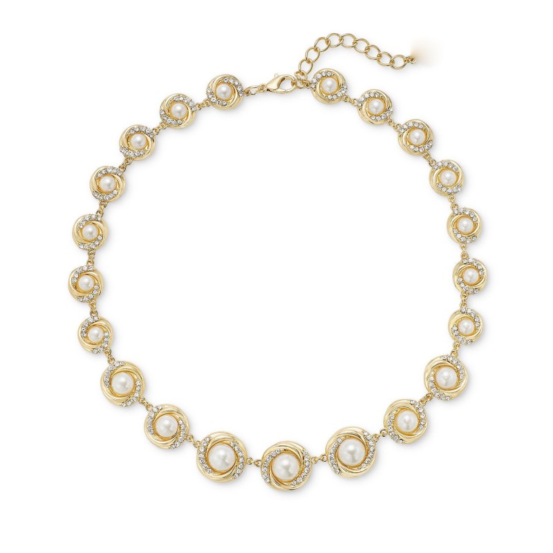 Gold-Tone Pavé & Imitation Pearl All-Around Collar Necklace