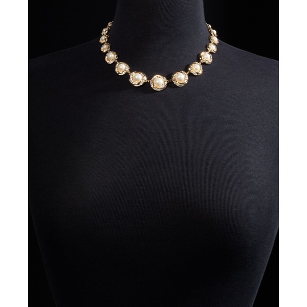 Gold-Tone Pavé & Imitation Pearl All-Around Collar Necklace