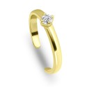 Solitaire Cubic Zirconia 18K Rose Gold and Gold Over Silver, Sterling Silver Toe Ring