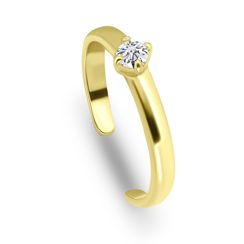 Solitaire Cubic Zirconia 18K Rose Gold and Gold Over Silver, Sterling Silver Toe Ring