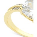 Gold-Tone Cushion-Cut Crystal Ring