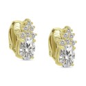 Cubic Zirconia Clip-On Stud Earrings in 18k Gold-Plated Sterling Silver