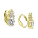 Cubic Zirconia Clip-On Stud Earrings in 18k Gold-Plated Sterling Silver