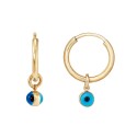 Glass Bead Dangle Hoop Earrings in 10k Gold