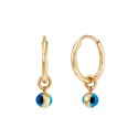 Glass Bead Dangle Hoop Earrings in 10k Gold