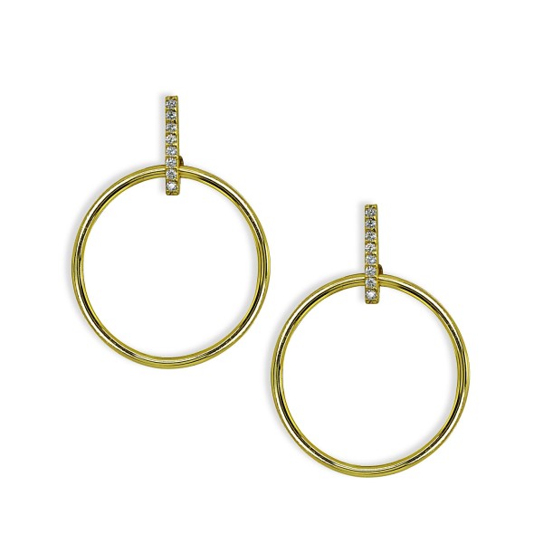 Cubic Zirconia Accent Front Circle Earrings in 18k Gold Plated Sterling Silver or Sterling Silver