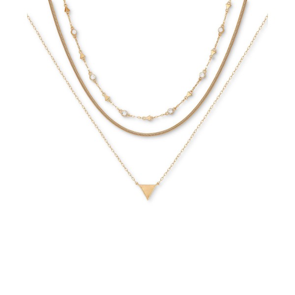 Gold-Tone Crystal & Logo Layered Pendant Necklace, 18