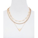 Gold-Tone Crystal & Logo Layered Pendant Necklace, 18