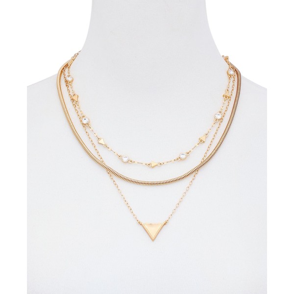 Gold-Tone Crystal & Logo Layered Pendant Necklace, 18