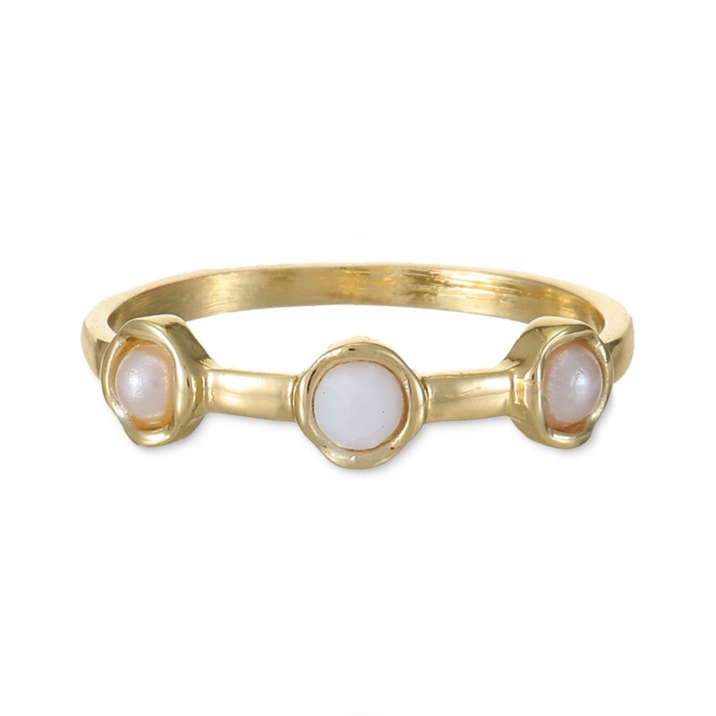 Gold-Tone 3-Pc. Set Stone & Imitation Pearl Stack Rings