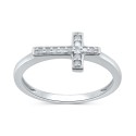 Diamond East-West Cross Ring (1/10 ct. t.w.) in Sterling Silver