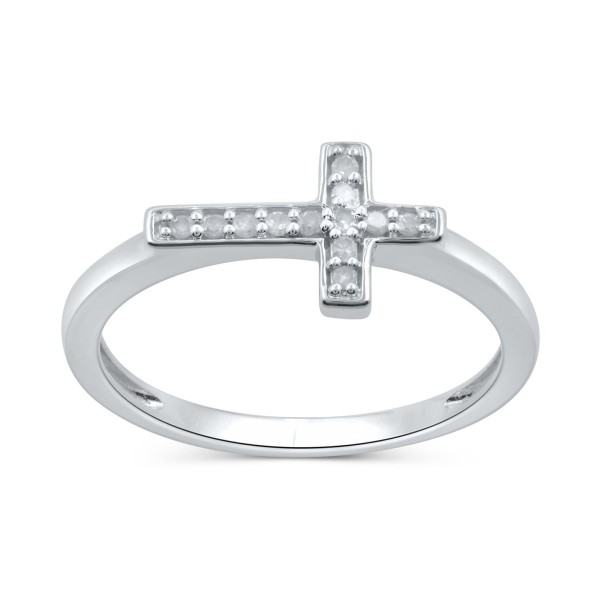 Diamond East-West Cross Ring (1/10 ct. t.w.) in Sterling Silver