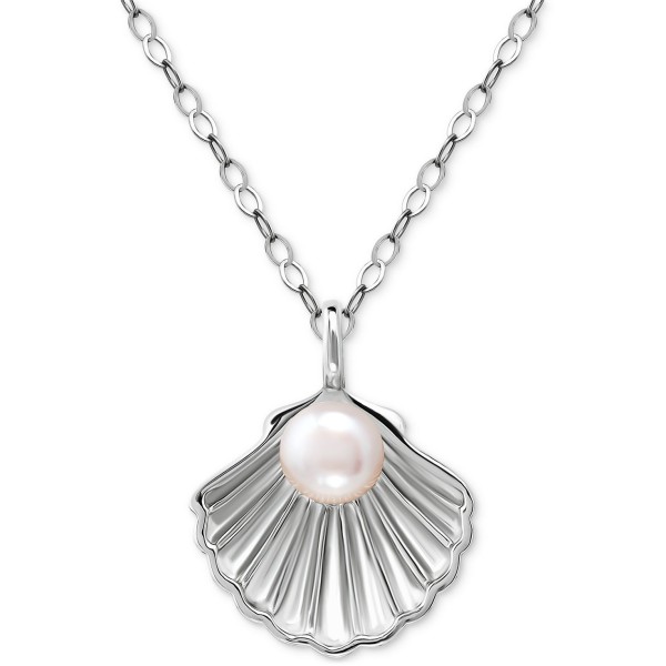 Cultured Freshwater Pearl (5mm) Shell Pendant Necklace, 16
