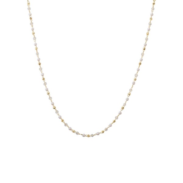 Simulated Imitation Pearl Crystal Ball Bead Chain Necklace