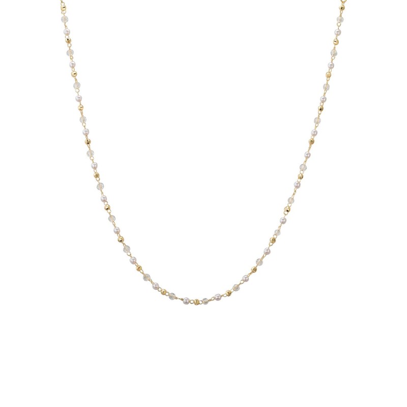 Simulated Imitation Pearl Crystal Ball Bead Chain Necklace