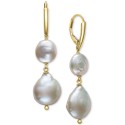 Cultured Freshwater Coin & Pearl Drop Earrings