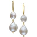 Cultured Freshwater Coin & Pearl Drop Earrings