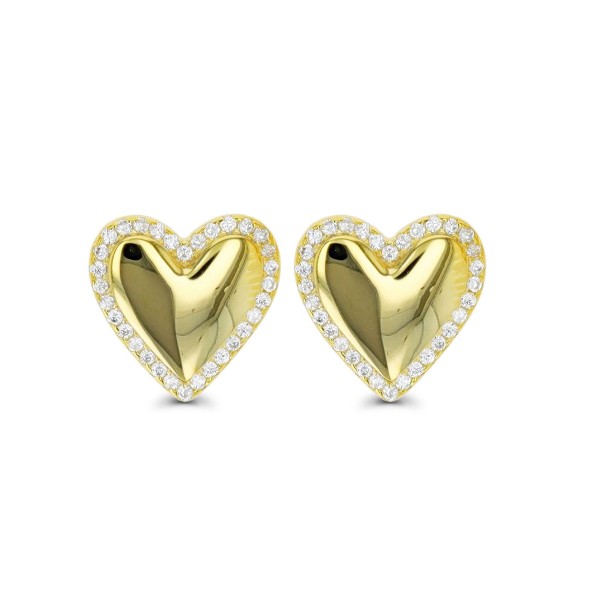 Heart Stud Earrings in 14K Gold Plated or Sterling Silver