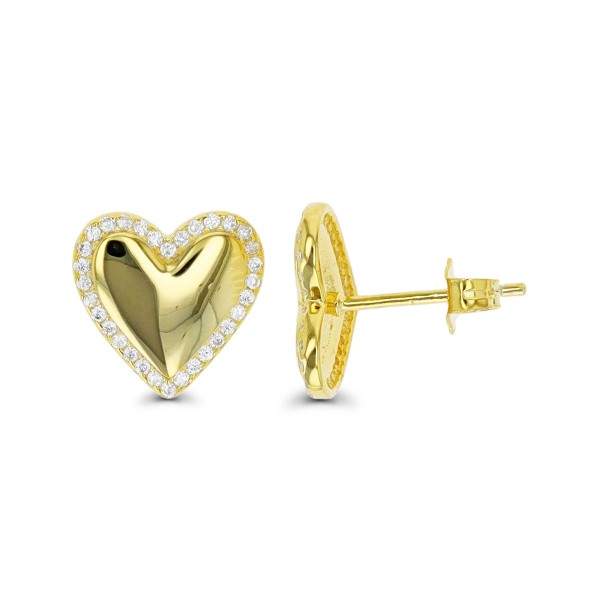 Heart Stud Earrings in 14K Gold Plated or Sterling Silver