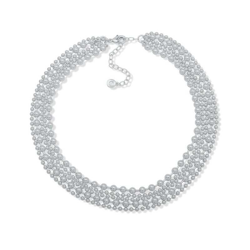 Silver-Tone Ball Chain Layered Collar Necklace, 16 Silver-Tone Ball Chain Layered Collar Necklace, 16