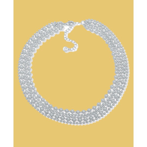 Silver-Tone Ball Chain Layered Collar Necklace, 16