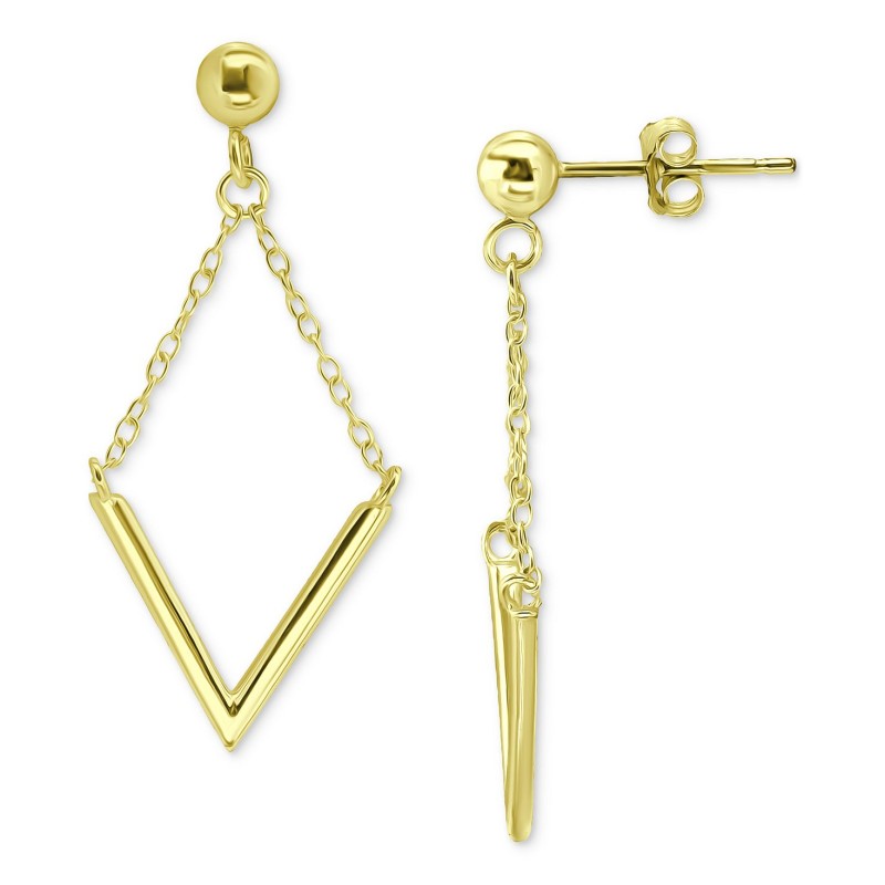 V Bar & Chain Drop Earrings
