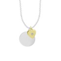 Cubic Zirconia Set in Silver Plated and 18k Gold Plated Disc Necklace