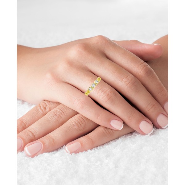 Cubic Zirconia Trio Link Ring in Sterling Silver or 14k Gold Over Sterling Silver