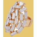 Gold-Tone Baguette Crystal Stretch Statement Ring