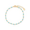 14k Gold Key Turquoise Bead Bracelet