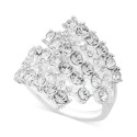 Silver-Tone Crystal Multi-Row Statement Ring