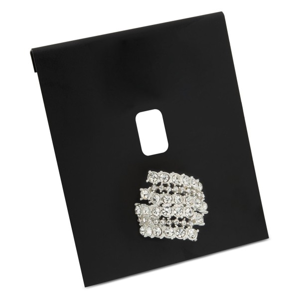 Silver-Tone Crystal Multi-Row Statement Ring