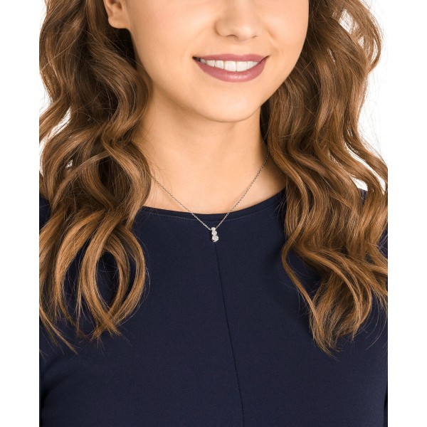 Silver-Tone Triple-Crystal Pendant Necklace, 14-4/5