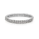 Silver-Tone Clear Crystal 2-Row Rhinestone Stretch Bracelet
