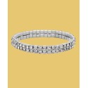 Silver-Tone Clear Crystal 2-Row Rhinestone Stretch Bracelet