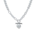 Silver-Tone Polished Bead Toggle Pendant Necklace, 16