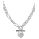 Silver-Tone Polished Bead Toggle Pendant Necklace, 16