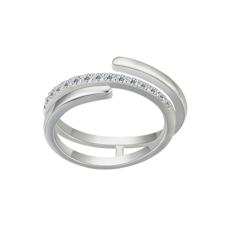 Fine Silver Plated Cubic Zirconia Wrap Ring