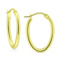 Polished Oval Small Hoop Earrings, 15mm