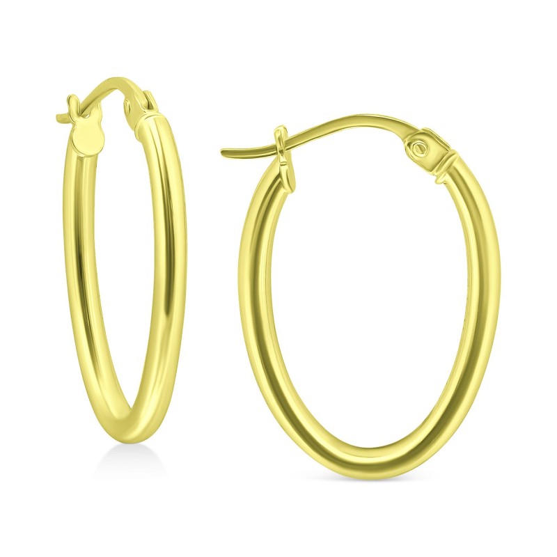 Polished Oval Small Hoop Earrings, 15mm