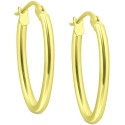 Polished Oval Small Hoop Earrings, 15mm