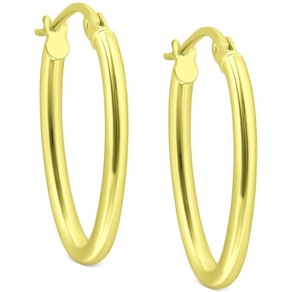 Polished Oval Small Hoop Earrings, 15mm