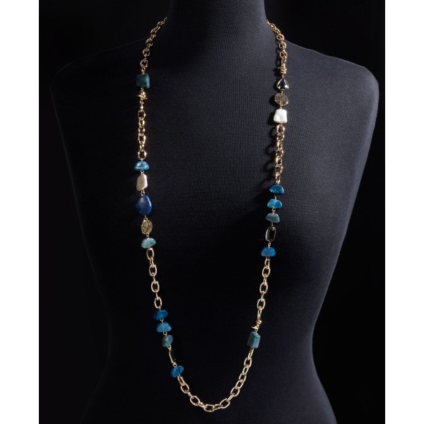 Gold-Tone Mixed Bead Station Strand Necklace, 42