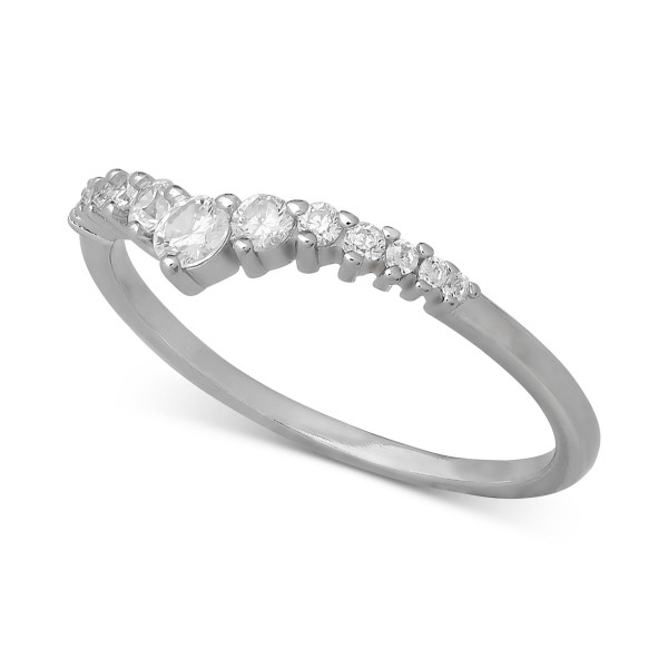 Cubic Zirconia Graduated V Ring in Sterling Silver