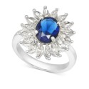 Silver-Tone Cubic Zirconia Sunburst Statement Ring