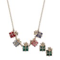 Gold-Tone Multicolor Stone Present Statement Necklace & Stud Earrings Set