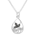 Marcasite Crystal Set in Silver Plated Flower Pendant