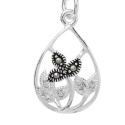Marcasite Crystal Set in Silver Plated Flower Pendant