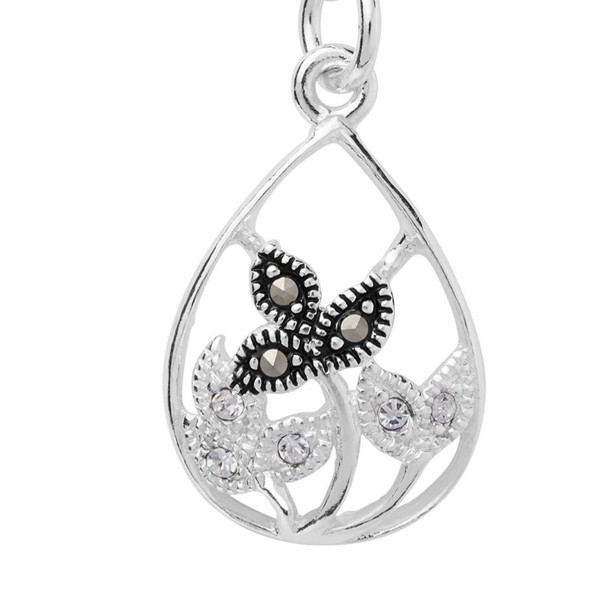 Marcasite Crystal Set in Silver Plated Flower Pendant