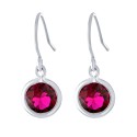 Fine Crystal 6mm Bezel Drop Earrings in Sterling Silver